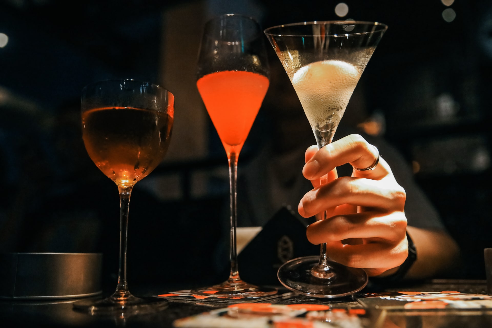 Three cocktails in a bar in China